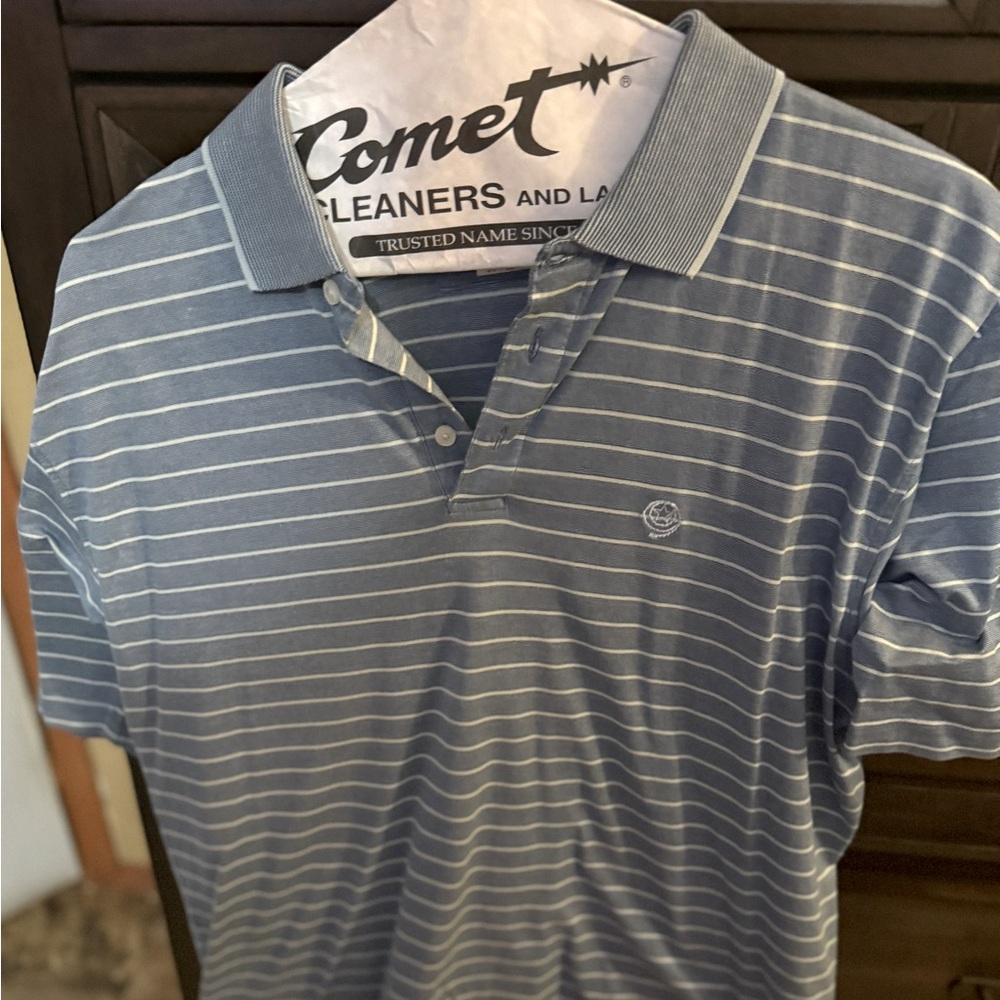 George Strait Blue Striped Polo Shirt